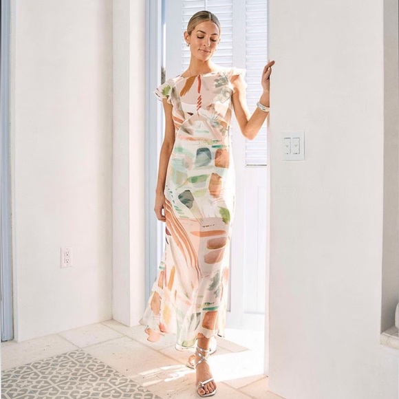 NWT Antonio Melani x M.G. Style Mal Paint Streak Maxi Dress - Picture 1 of 13